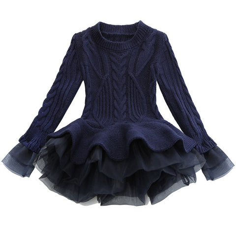 Your little princess will love one of our tutu knitted sweater dresses.  PRODUCT DETAILS:  Ribbed knit, Long sleeves, O-Neck, Knee-length TuTu, Fits true to size, Hand or machine wash 