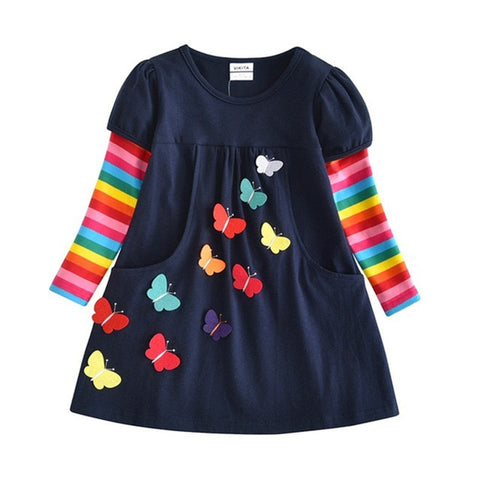 This dress is perfect for playgrounds, playdates, or anything in between. Your little princess will love one of our patchwork long sleeve dresses.  PRODUCT DETAILS  Patchwork Spandex, Cotton, Long Sleeve, Crewneck. Can be worn as a tunic. A-Line Knee-Length, 