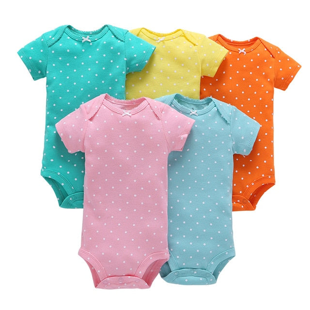 Five Piece Polka Dot Short Sleeve Bodysuits